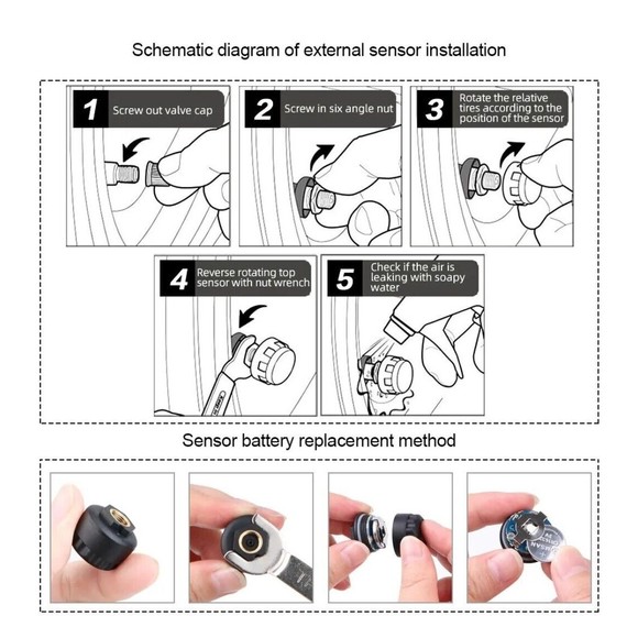 TPMS Tire Monitoring System Digital LCD Display Pressure External Sensor Car - Picture 9 of 13